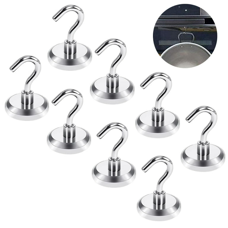 8pcs Magnetic Hooks Heavy Duty, Strong Magnet with Hook for Fridge