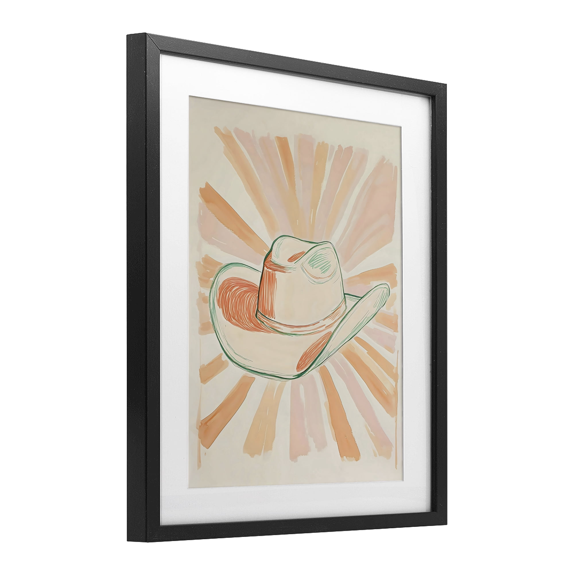 Stupell Industries Sunburst & Cowboy Hat Black Framed Print Under Glass, design by The Prints Vibe