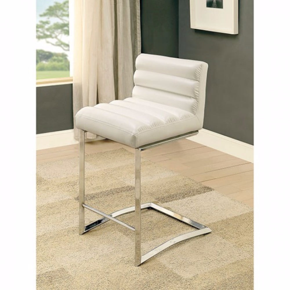 Contemporary Counter Height Chair, White, Set Of 2