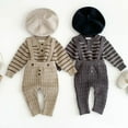 thumbnail image 3 of Autumn Spring Newborn Baby Boys Girls Clothing Suit Long Sleeved Striped Sweater+Strap Pants Infant Baby Knitting Clothes Set, 3 of 6