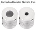 thumbnail image 4 of Uxcell 12mm to 6mm Aluminum Alloy Shaft Coupling Flexible Coupler L30xD25 Silver 2Pcs, 4 of 5