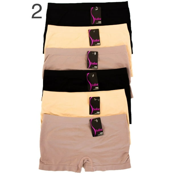 LAVRA Women's 6 Pack Seamless Stretch Boy Short Panties Regular Plus Size 