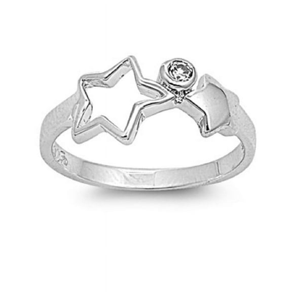 All in Stock Clear Cubic Zirconia Shooting Star Ring 925 Sterling Silver Size 3