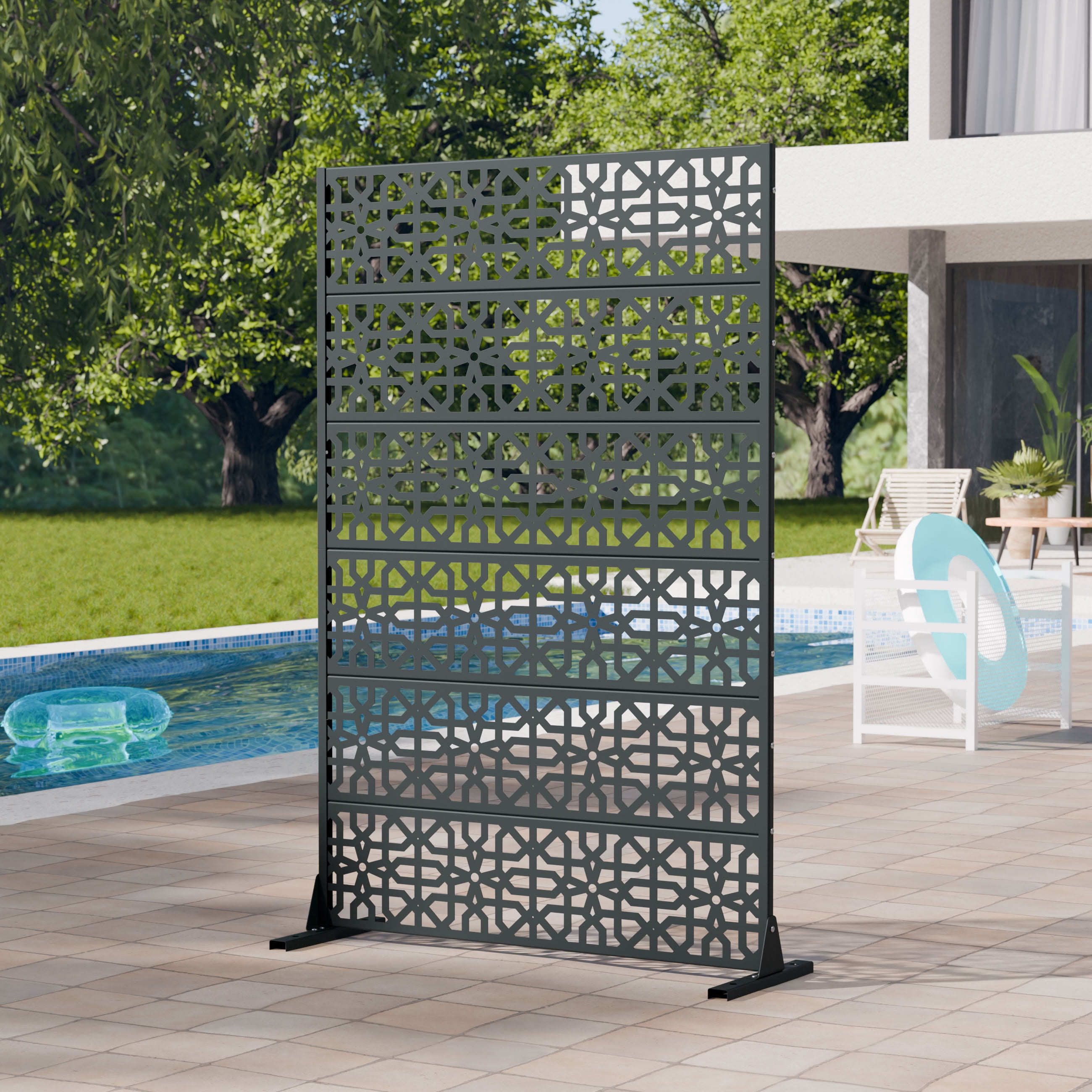 MAYEERTY 72*47in Outdoor Privacy Screen, Poolside Patio Metal Privacy Fence, Privacy Panel for Balcony, Backyard, Garden