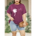 thumbnail image 6 of XCHQRTI Women's Dragonfly Tee Shirts Plus Size Graphic Tshirts Flower Oversized Tops with Dragonflies Short Sleeve, 6 of 7