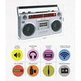 thumbnail image 2 of Riptunes Boombox Radio Cassette Player Grabador, Radio AM/FM -SW1/SW2, Transmisión Inalámbrica, Ranuras USB/Micro SD, Entrada Auxiliar, Conector para Auriculares, Convertir Casetes a USB/SD, Estilo Re, 2 of 5