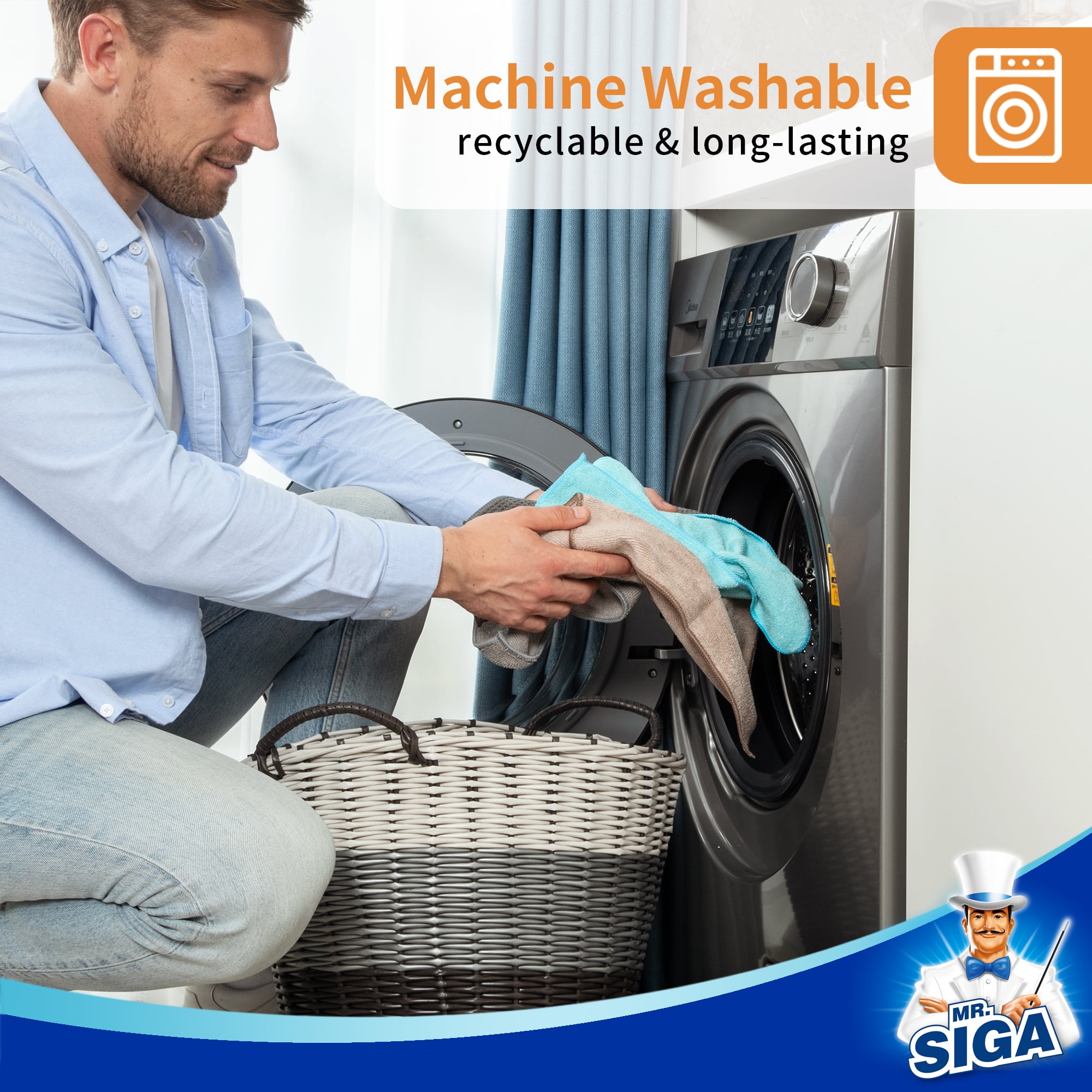 MR.Siga Microfiber Cleaning Cloths, All-Purpose Surface Microfiber Towels, Streak Free Cleaning Rags, Pack of 12, Wheat, Size 12.6 x 12.6 inch