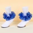 thumbnail image 4 of CHCNHAC 2 Pairs Girls Ruffle Ankle Socks Sparkly Lace Trim Cotton Princess Ballet Dance Socks for Toddlers Kids Party Performance Wear Blue, 4 of 4