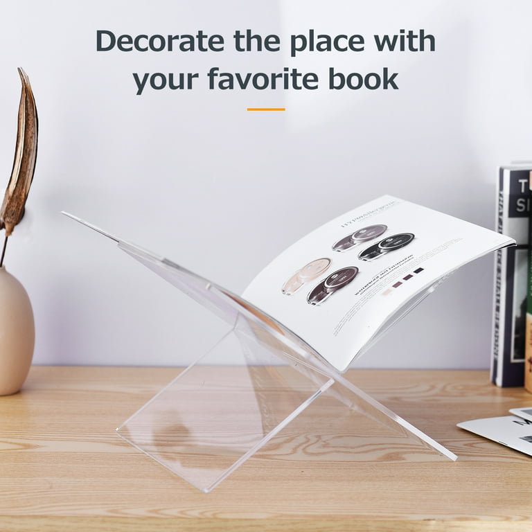  Acrylic Book Stand Clear Book Holder Stand X Shaped Book Stand  for Reading 2 Piece Book Display Stand for  Textbooks,Magazines,Recipe,Picture : Office Products