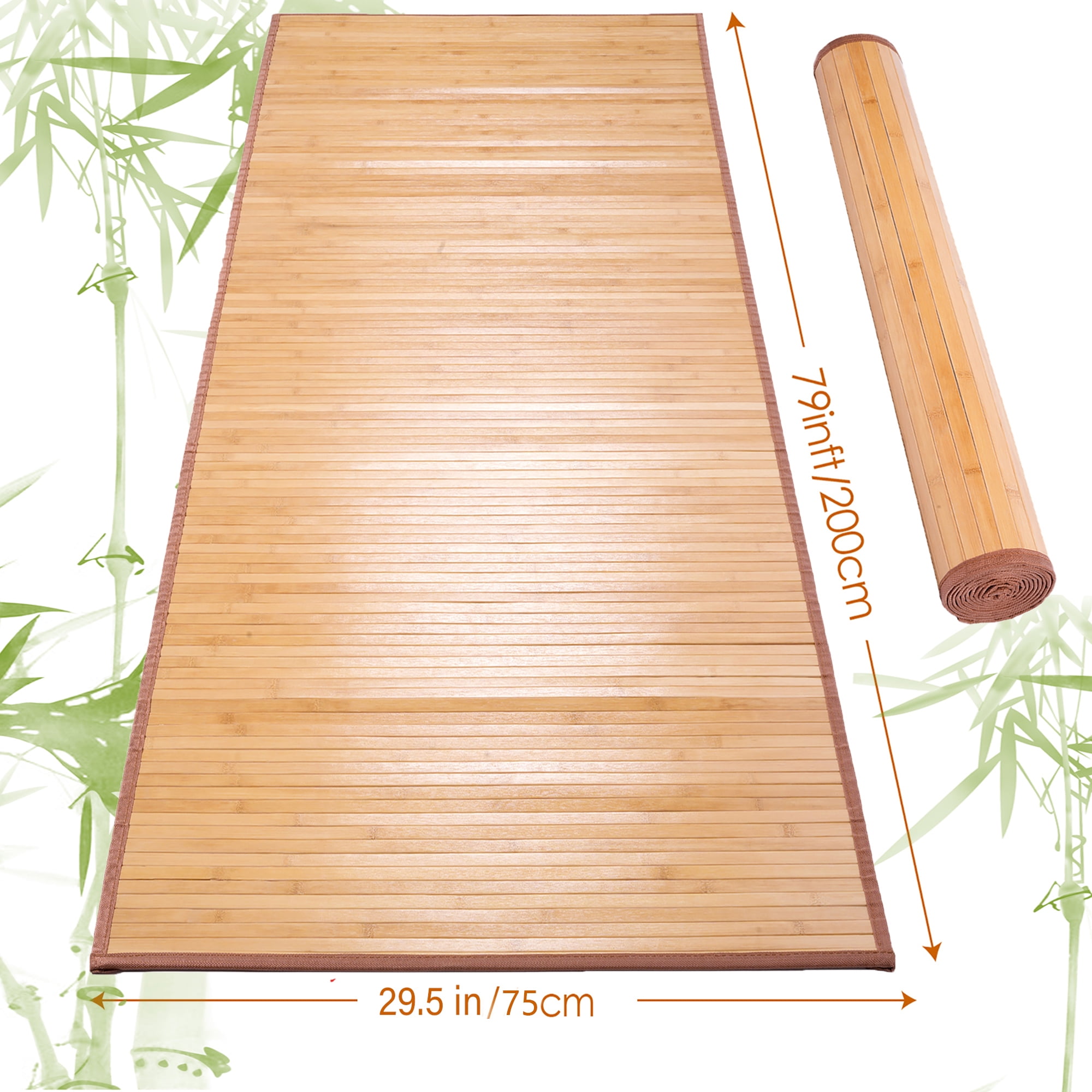WANLISELL Natural Bamboo Area Rug, 29.5'' x 79'' Non Slip Bamboo Floor Mat, Easy Cleaning Bamboo Bathroom Mat Kitchen Floor Runner
