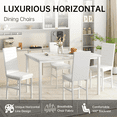 thumbnail image 5 of LinkRomat Dining Table Set for 4, Faux Marble Kitchen Table & 4 White Upholstered Chairs, Modern Dinner Table Set for Dining Room, Small Spaces, 5 of 11