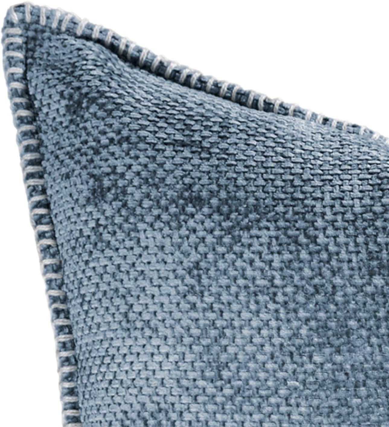 Austin Horn Classics Chenille Pillows With "Blanket Stitch" Cover Only Set Of 2 Blue 20"X20