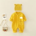 thumbnail image 2 of Otqutp Baby Boys Girls Knitted Romper Cotton Long Sleeve Sweater Clothes 0-18 Months Baby Jumpsuit Bear Ear Hat Knitted Xmas Romper Set(Yellow,6-9 Months), 2 of 4