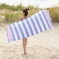 thumbnail image 2 of Superior Summery Stripe Fouta Cotton Beach Towel with Fringe, 35" x 68", 2 of 13