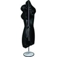 thumbnail image 3 of Black Female + Flesh Female Dress Form Mannequin Hip Long Hollow Back Body Torso Set w/ Metal Stand with Metal Pole & Hanging Hook, S-M Sizes, 3 of 4