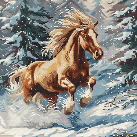 Horse Stamped Cross Stitch Pillow Case Kits for Adults , 45X45cm , Cross Stitch Kits for Kids (11 Count)