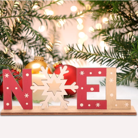 PBPBOX Xmas Party Decoration Christmas Noel Wood Sign Assorted Color 1Pack