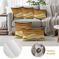 thumbnail image 6 of Coastal Yellow Outdoor Waterproof Pillow Covers, Ombre Ocean Wave Stripes Brown Beach Sand Decorative Square Throw Pillowcase Sofa Cushion Sham for Patio/Couch/Chair, 20"x20" 2 Pack, 6 of 8