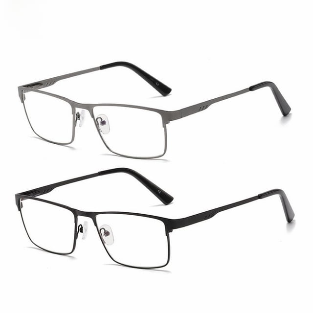 Gafas de lectura para personas mayores con patas de resorte cuadradas y marco de metal, gafas de lectura de uso duradero