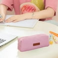 thumbnail image 6 of Lksixu Aesthetic Pencil Case, Large Capacity Canvas Pencil Pouch with Zipper, Simple Style Pen Holder Stationery Organizer Portable Travel Makeup Bag for Office College (Pink), 6 of 6