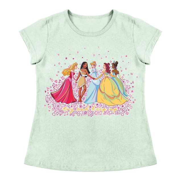 Playera Para Niña Disney Princesas Cuello Redondo Manga Corta Talla 4 Verde