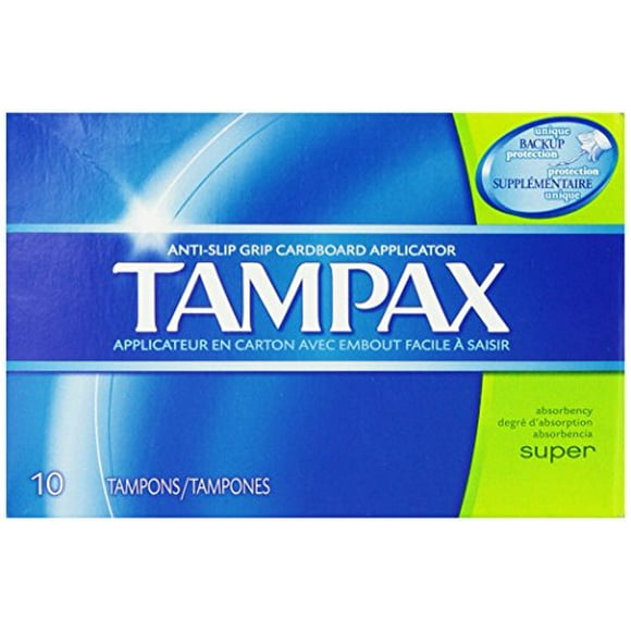 Tampax Cardboard Applicator Tampons, Super Absorbency, 10 Count (Pack of 4)