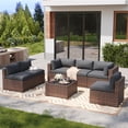 thumbnail image 4 of Clouddwell 7 Piece Outdoor Patio Furniture Set, Wicker Rattan Patio Sectional Sofa Set, Grey, 4 of 9