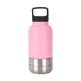 thumbnail image 1 of Botella de agua para perros aislada con 2 tazones desmontables, durabilidad, versátil, contenedor de viaje de comida para perros portátiles de fugas Rosa, 1 of 8
