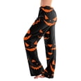 thumbnail image 2 of Womens Halloween Comfy Pajama Pants Pumpkin Print Casual Elastic Waist Pjs Lounge Pants, 2 of 6