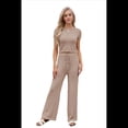 thumbnail image 3 of Conjunto Deportivo de Verano para Mujer, de Corta y Bloques de Color, con Pantalones Ajustados, A Juego, para Estar en Casa, 2025 Gris Rosado Pálido M, 3 of 10