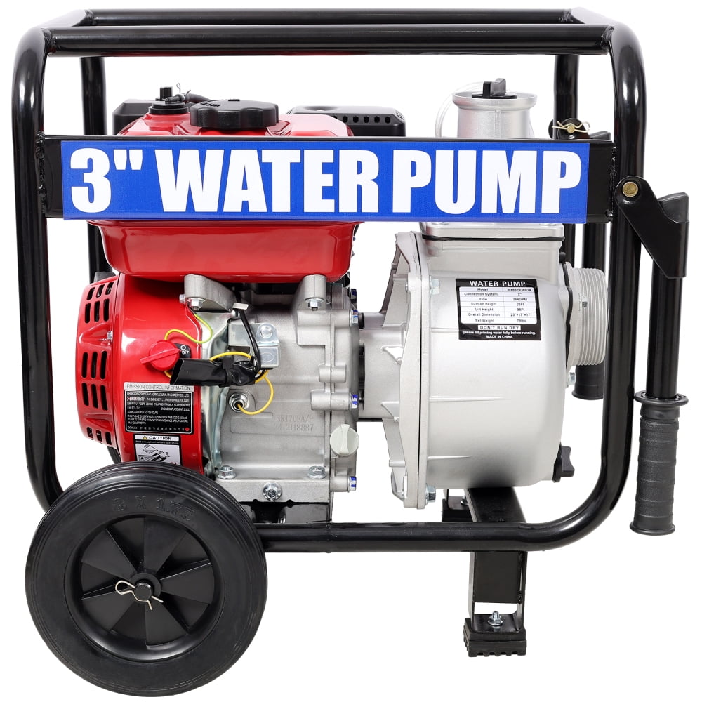 Portable Gasoline Water Pump - 2-Stroke Engine Powered Pump for Yard Drainage, Pool Transfer & Fire Protection