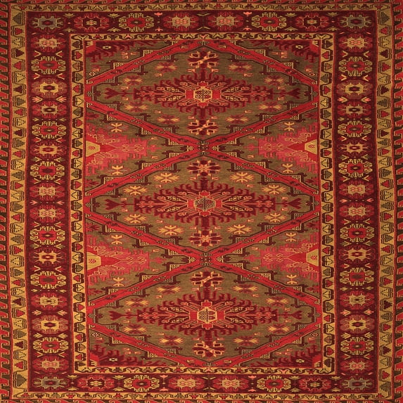 Ahgly Company Indoor Square Persian Orange Traditional Area Rugs, 4' Square