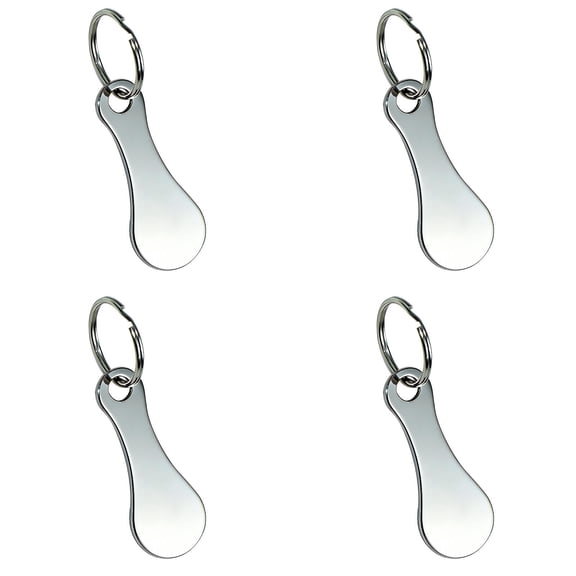 4 Pcs Shopping Cart Token Keychain, Portable Aluminum Alloy Trolley Coin Key Ring Replacement for Grocery Cart, Gift for Men & Women