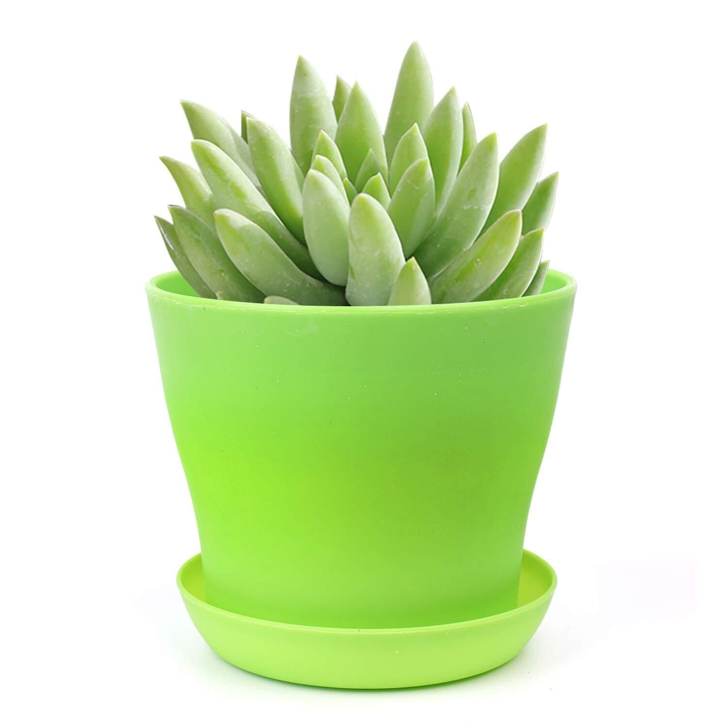 12 Pack 4" Small Plastic Plant Flower Pot with Saucers, Seedlings Nursery Pots Planter with Pallet Planting Gardening Containers - Assorted 8 Colors