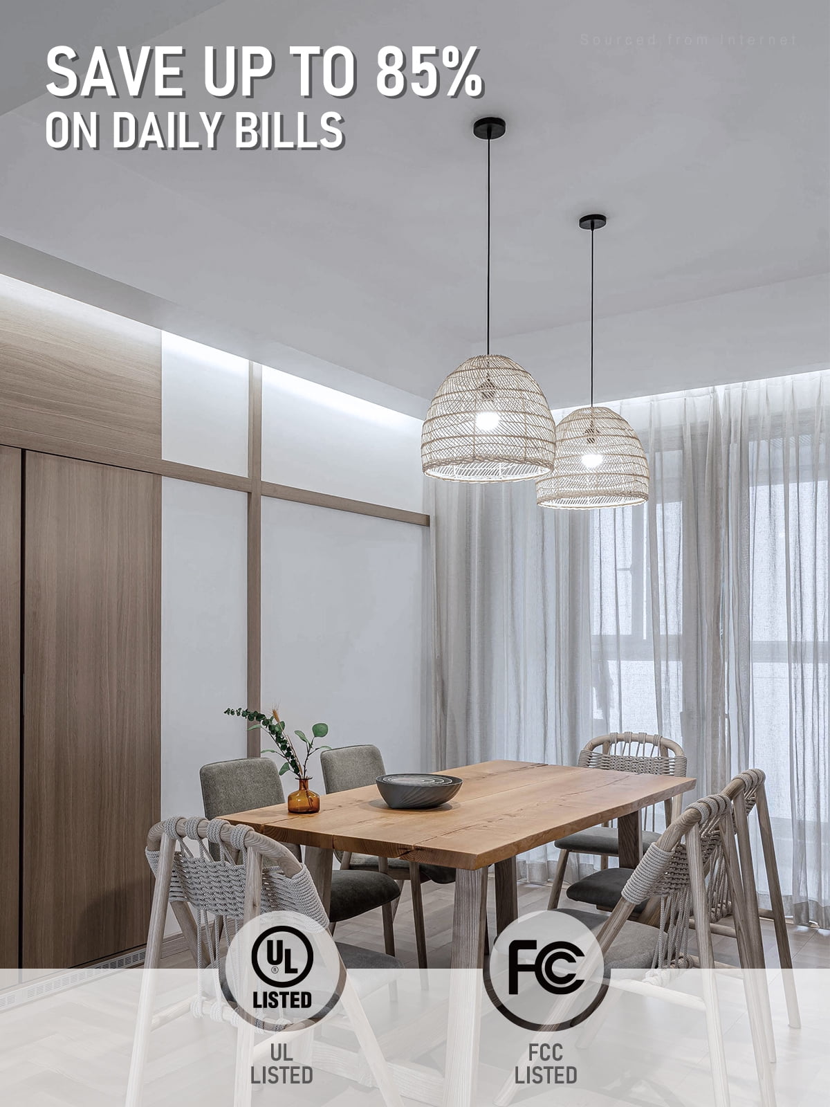 24 Pack A19 LED Light Bulbs 60W Equivalent, UL Listed, Dimmable, 5000K Daylight, E26 Standard Base, Flicker Free