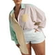 thumbnail image 4 of Txlixc Conjunto de dos piezas de verano para mujer, camisa de manga larga con botones y pantalones cortos a rayas Txlixc  Casual, 4 of 6