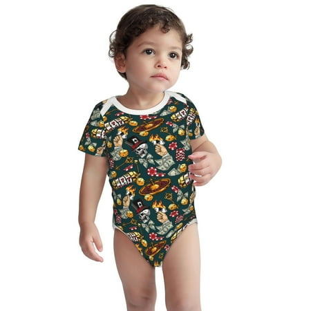 

Kdxio Vintage Casino Chips Pattern Unisex Baby Cotton Short Sleeve Bodysuits-3 Months
