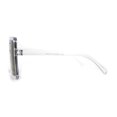 thumbnail image 4 of Clear Frame Color Mirror Squared Rectangle Flat Top Mobster Oversize Sunglasses Blue Mirror, 4 of 4