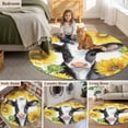 thumbnail image 5 of Cow Sunflowers Round Area Rug 4Ft Washable Circle Rugs for Bedroom Dining Room, Farmhouse Country Watercolor Animals Floral Non-Slip Carpet Floor Mats Indoor Outdoor Carpet Runner Home Decor, 5 of 8