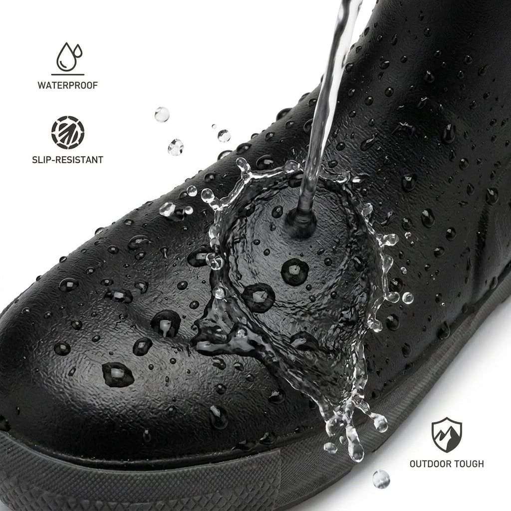 YUCHANG Men's Rain Boots,Deck Boots for Men,Outdoor Rubber Fishing Garden Waterproof Ankle Rain Boots with High Traction(Black,10.5)