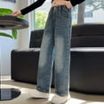 thumbnail image 6 of Toddler Girls' Pants Denim Elastic Wasit Wide Leg Baggy Pants Casual Washed Denim Pants for Kids Girls 11-12 Years Cute&nbsp;Girl&nbsp;Clothing, 6 of 7