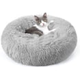 thumbnail image 1 of Cama para gatos Rabbitgoo, relajante, de felpa, rosquillas, color gris claro, 1 of 9