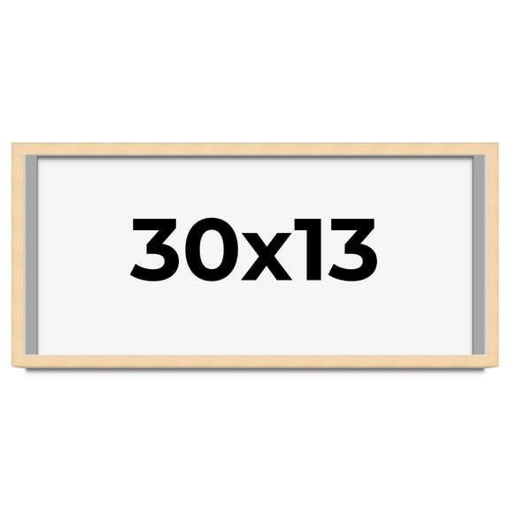 30x13 Frame Natural Wood Picture Frame | 0.75 Inch Moulding Width | with UV Acrylic Plexiglass,