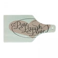 thumbnail image 1 of Live Laugh Love Cutting Board, Romance Valentine's Day Theme Calligraphy Art Heart Butterfly, Tempered Glass Cutting and Serving Board, Wine Bottle Shape, Pale Pink Black White, by Ambesonne, 1 of 1