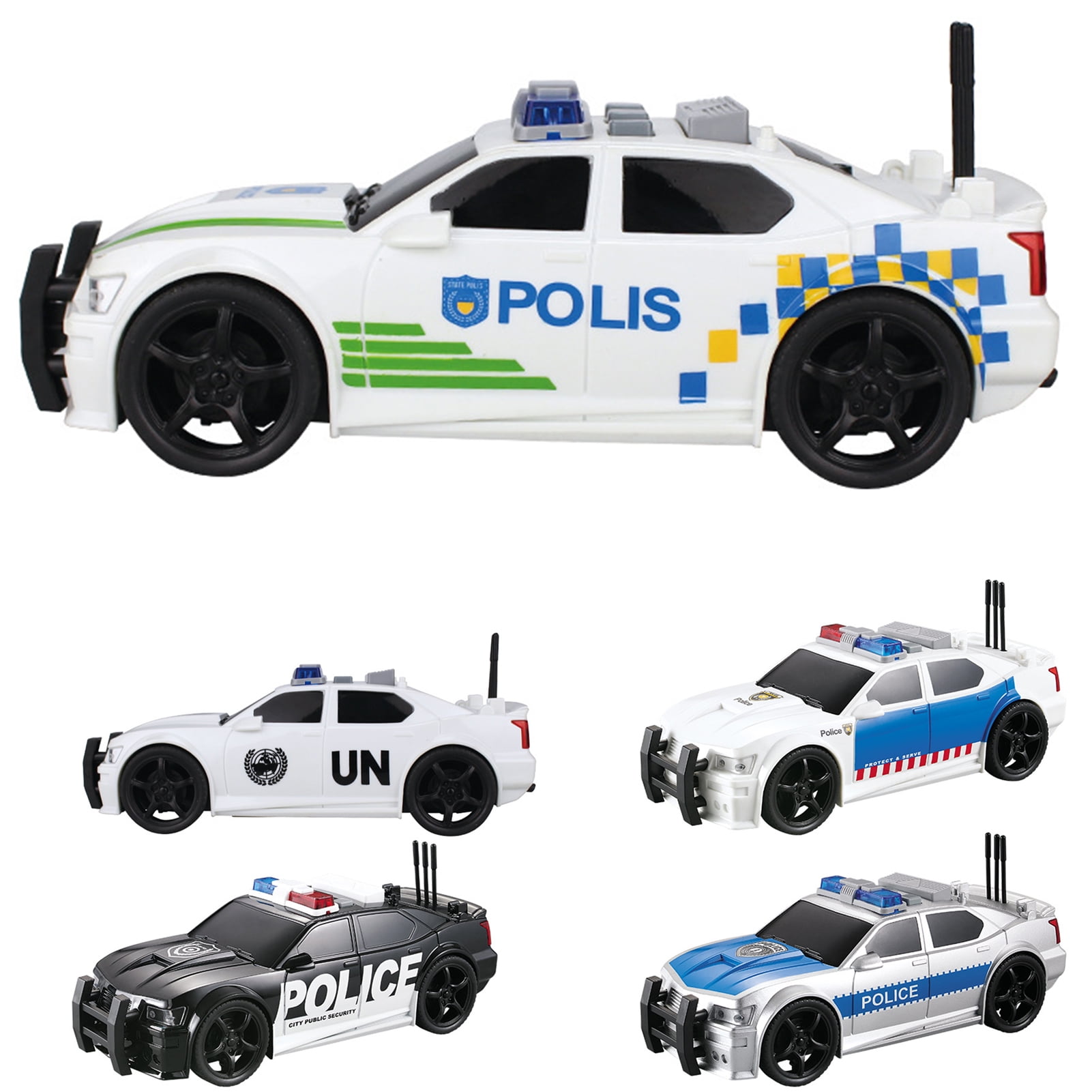 Trayknick 3d Lighting Car Model Inertia Power Anti Impact Storytelling Police Car Model Toy For Home White
