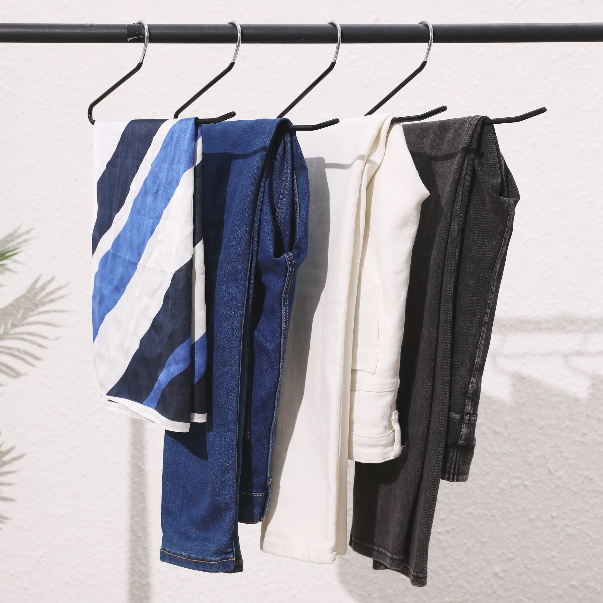 Unique Bargains Metal Clothes Hangers Open-Ended Non-Slip Hangers 10 Pcs Black
