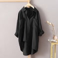 thumbnail image 2 of Womens Button Down Shirt, Comdrip Womens Casual Long Sleeve Drop Shoulder Blouses Solid Color Dress Shirts with Pockets Button Up Shirt Women Black L, 2 of 4