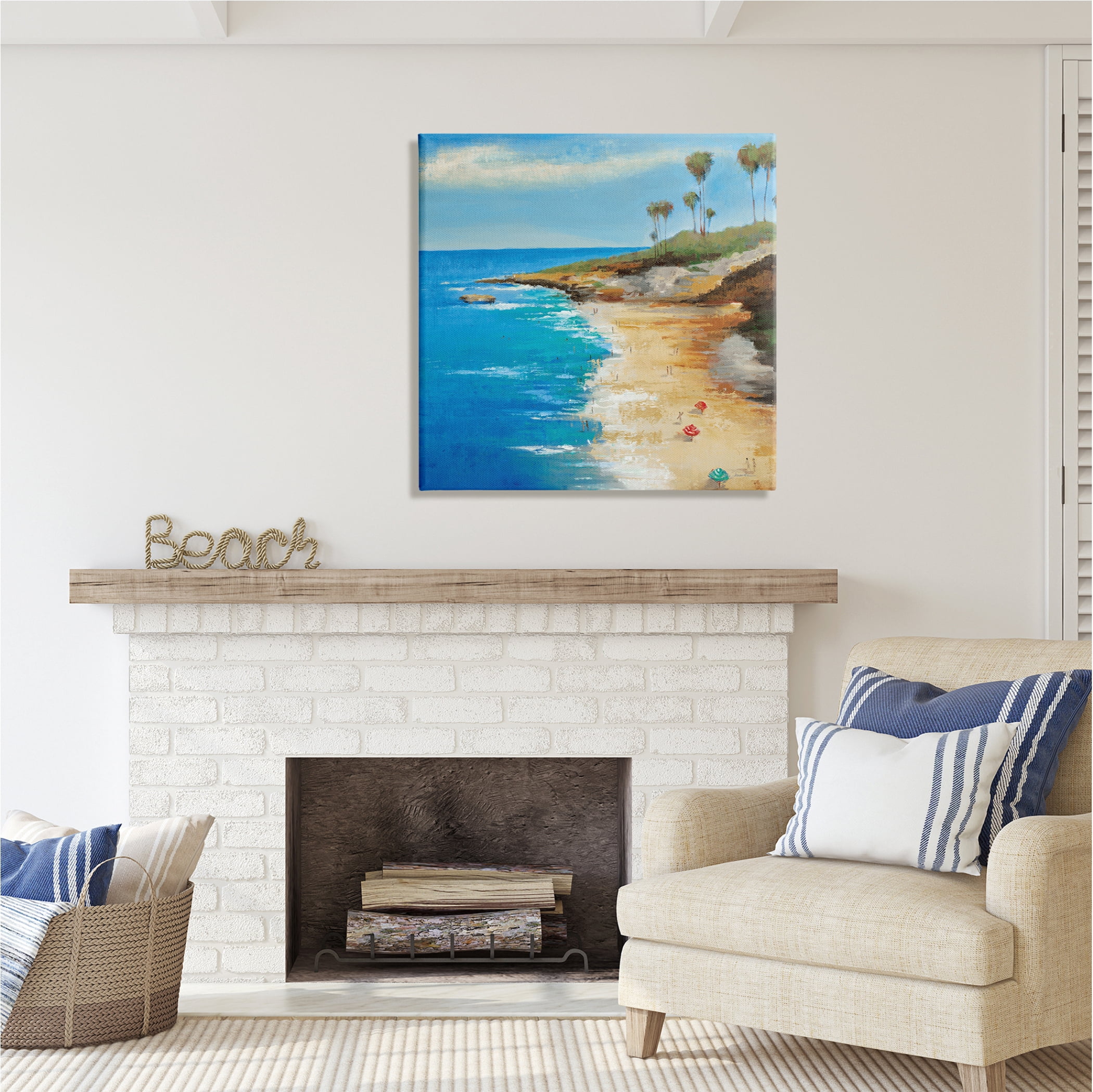 Stupell Industries Beach Landscape Cove Nature Painting Gallery Wrapped Canvas Print Wall Art, 30 x 30