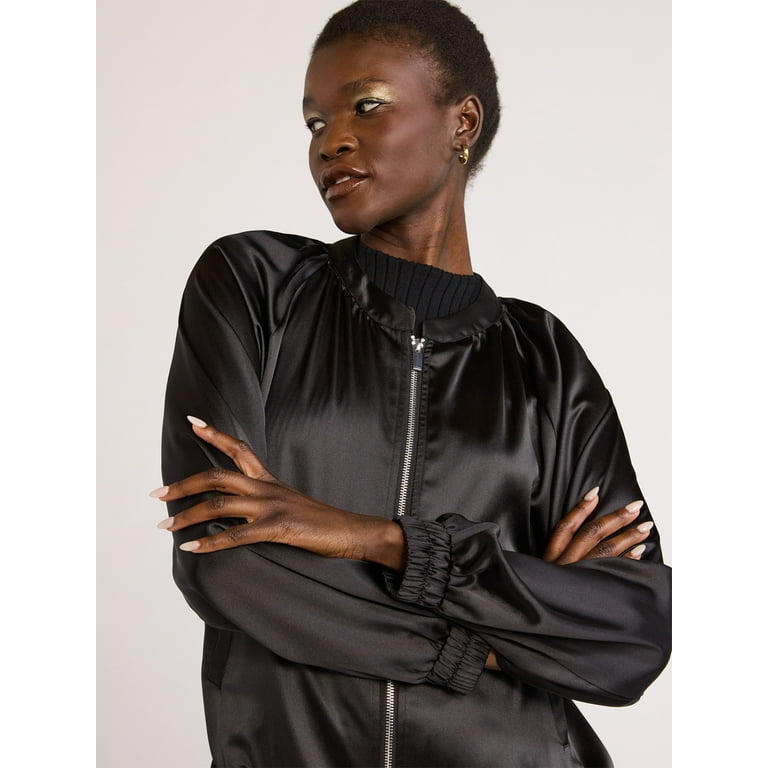 Scoop Women s Satin Bomber Jacket Sizes XS XXL