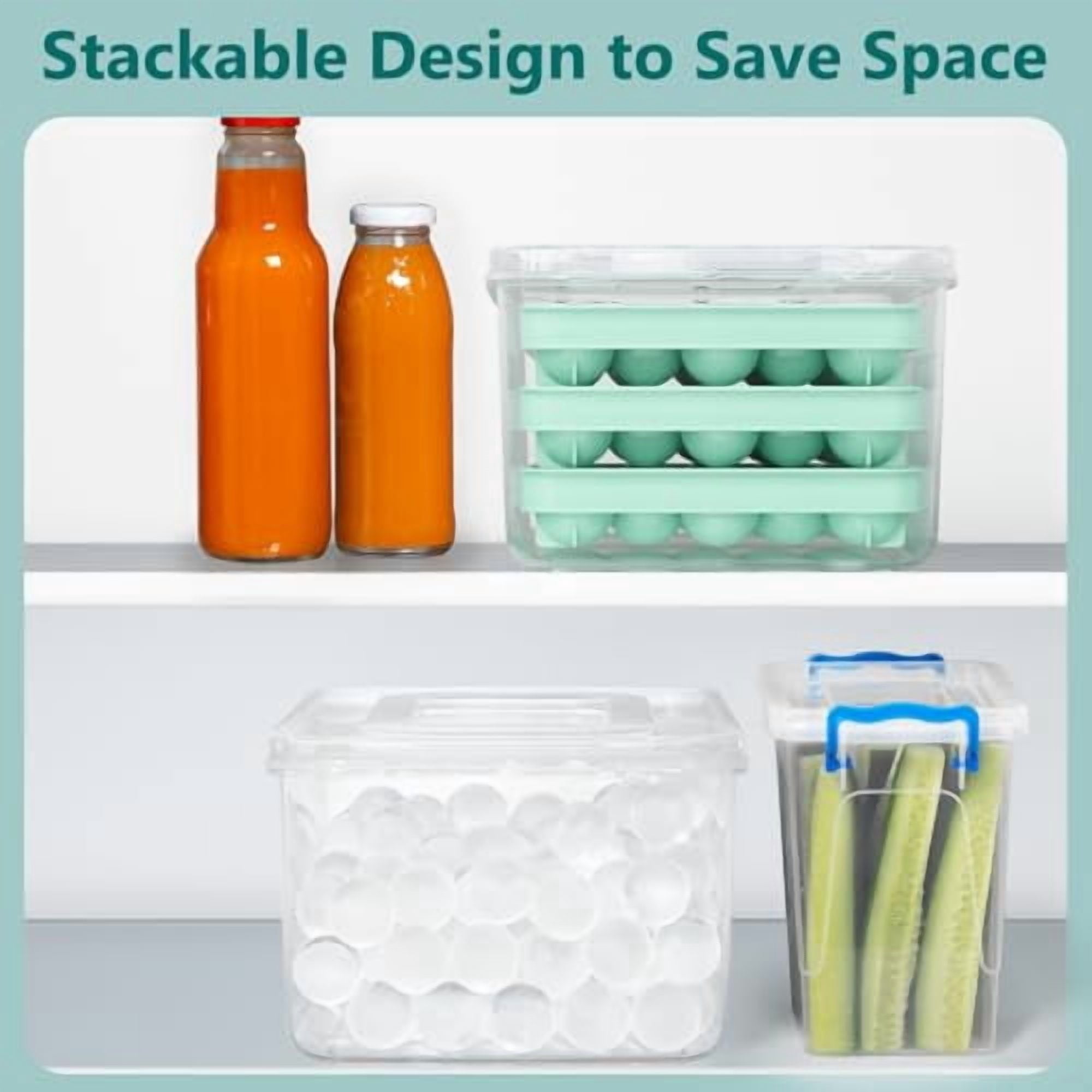 3 Pack Ice Trays for Freezer with Lid and Bin, 99 PCS Round Ice Cube Mold, Circle Ice Maker for Chilling Drinks, Small Ice Cube Tray (0.8 inch, Green)